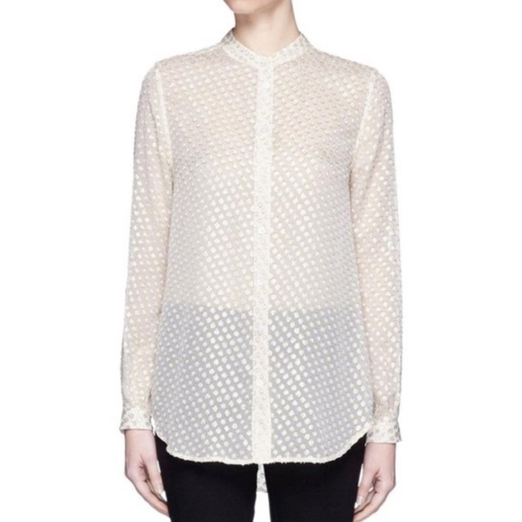 Equipment Gold Metallic Polka-dot Button-down Shirt - Picture 4 of 11